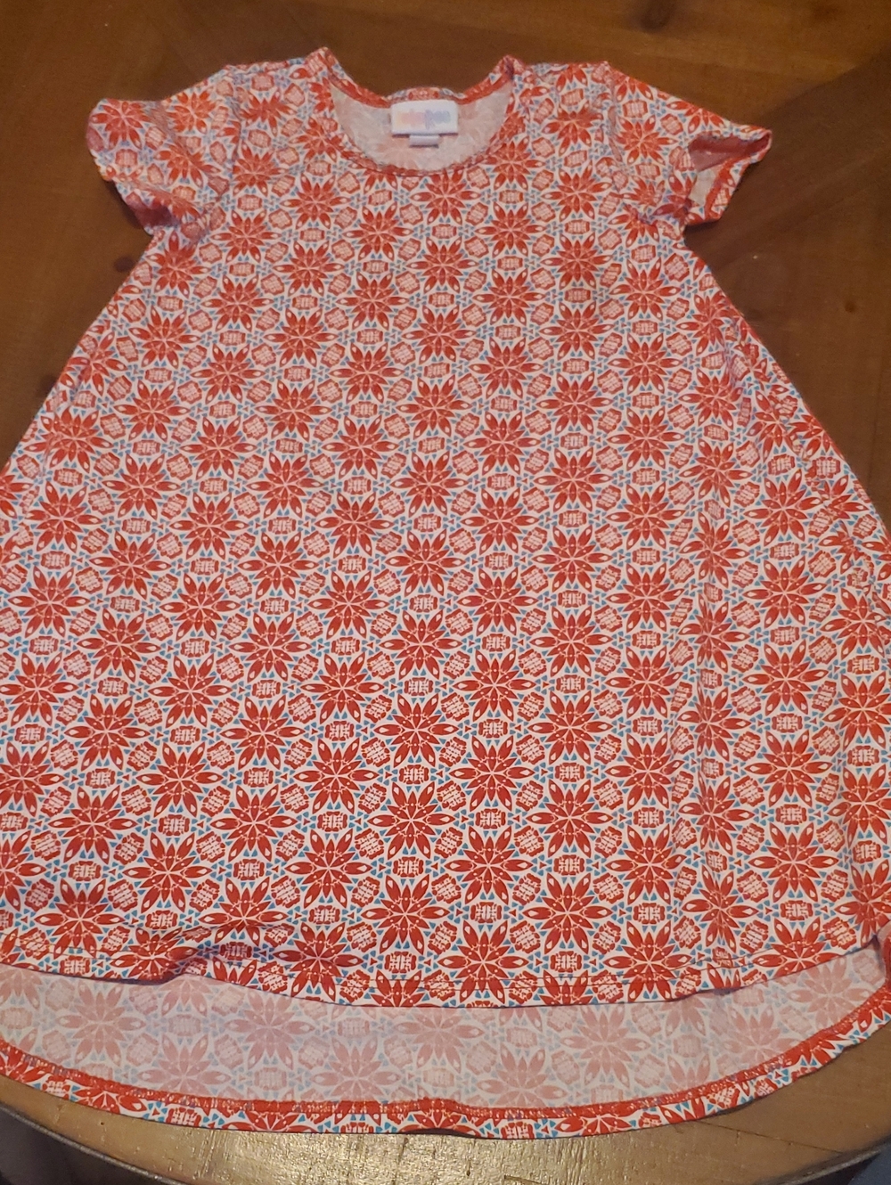 LuLaRoe Orange and White Patterned Kids Dress